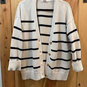 GAP Cream and Black Striped Cardigan